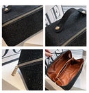 Black Elegant Glitter Cosmetic Bag with Zipper and Handle