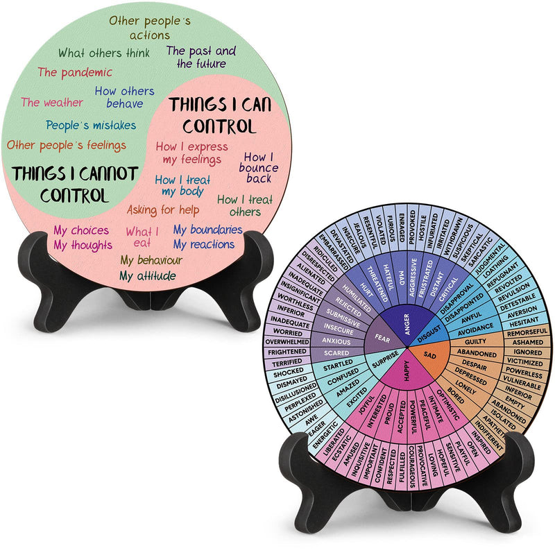 2 PCS Purple Emotion Wheel and Control Circle with Display Stands for Personal Development