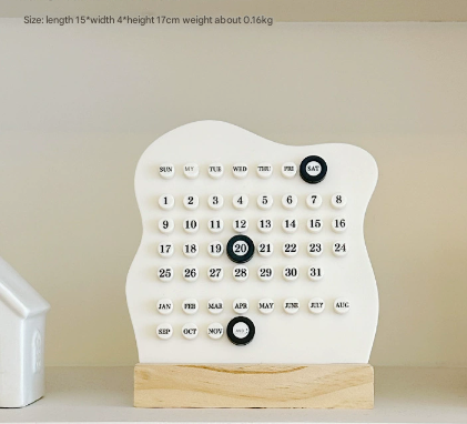 2 PCS White Minimalist Wooden Desktop Calendar Set - Stylish and Functional for Organizing Your Time