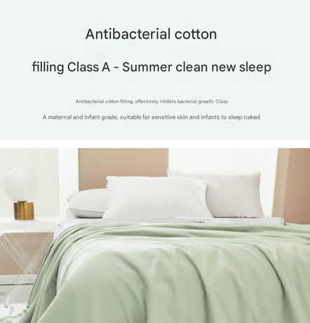 Beige Breathable Cotton Summer Quilt - Lightweight Cooling Blanket for Air-Conditioned Rooms