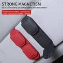 2 Pcs Black Magnetic Leather Car Sunglasses Clip – Dual-Use Multifunctional Card Holder, Premium Cowhide