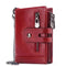 Red Genuine Leather Tri-Fold Wallet - Fashionable Multi-Card Men's and Women's Wallet