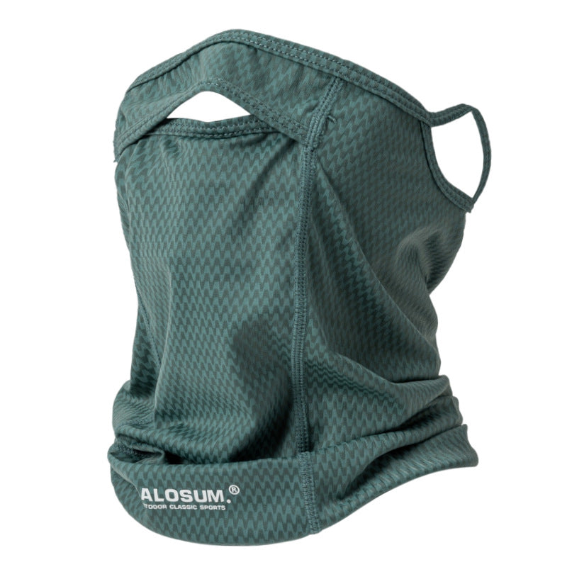 2 Pcs Lake Blue UV Protection Breathable Cycling Face Mask with Ear Hooks - Summer Ice Silk Neck Gaiter for Men and Women