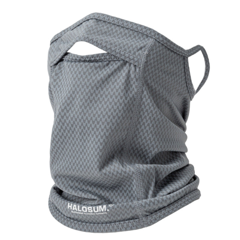 2 Pcs Grey UV Protection Breathable Cycling Face Mask with Ear Hooks - Summer Ice Silk Neck Gaiter for Men and Women