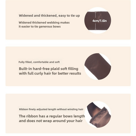 3 Sticks Brown No-Heat Hair Curling Ribbon Kit - Silk Ribbon Curling Wand for Sleep-in Styling