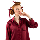 3 Sticks Claret No-Heat Hair Curling Ribbon Kit - Silk Ribbon Curling Wand for Sleep-in Styling