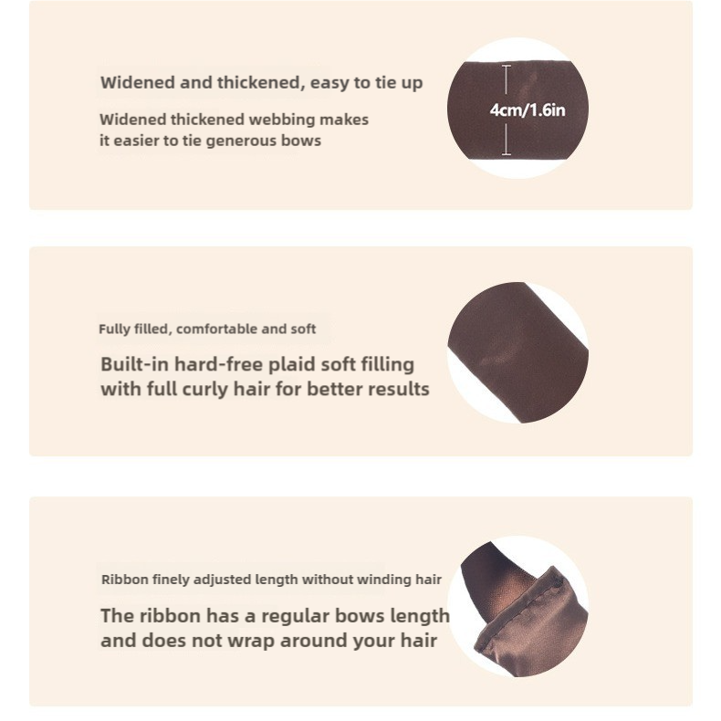 3 Sticks Off White No-Heat Hair Curling Ribbon Kit - Silk Ribbon Curling Wand for Sleep-in Styling