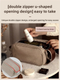 Brown Large Capacity Makeup Organizer Bag - Travel-Friendly Double-Zip Cosmetic Storage Case for Women(Makeup items are shooting props and are not included)