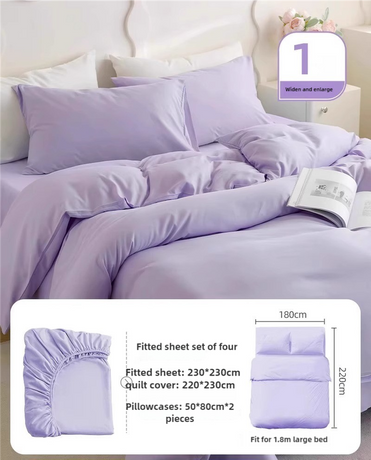 4 Packaging Purple Disposable Travel Bedding Set - Waterproof & Clean, Soft Non-Woven Fabric, 4 Pieces Set for Twin Beds