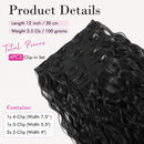 Black 12-Inch Clip-in Wavy Hair Extensions - 4-Piece Set,  Easy to Apply, Instant Volume Boost