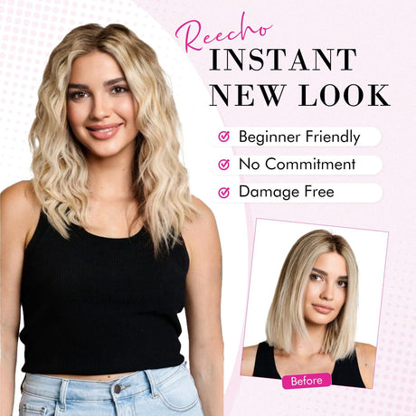 Black 12-Inch Clip-in Wavy Hair Extensions - 4-Piece Set,  Easy to Apply, Instant Volume Boost