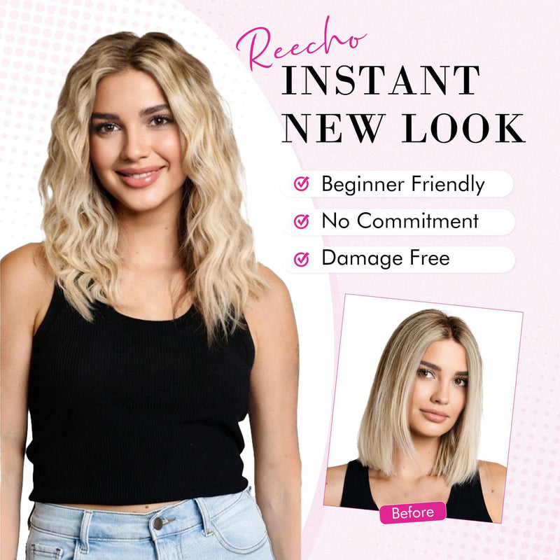 Black and Brown 12-Inch Clip-in Wavy Hair Extensions - 4-Piece Set,  Easy to Apply, Instant Volume Boost