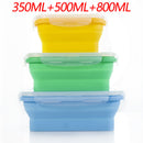 3-piece Set (Yellow + Green + Blue) Collapsible Silicone Food Storage Containers Set – 350ML, 500ML, 800ML | BPA-Free, Microwave, Dishwasher & Freezer Safe | Foldable & Portable Bento Boxes for Travel & Outdoor