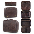 Coffee Luxury PU Business Travel Toiletry Bag - Large Capacity Waterproof Makeup Organizer with Dividers - Portable & Stylish Bathroom Storage