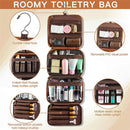 Black Luxury PU Business Travel Toiletry Bag - Large Capacity Waterproof Makeup Organizer with Dividers - Portable & Stylish Bathroom Storage