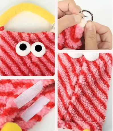 Blue And Red Cartoon Monster Tissue Box, Plush Tissue Holder for Car or Home, Cute and Fun Design