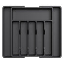 Black Adjustable Polypropylene Kitchen Drawer Organizer – 8 Compartments, Large Capacity, Easy to Clean