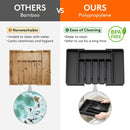 Black Adjustable Polypropylene Kitchen Drawer Organizer – 8 Compartments, Large Capacity, Easy to Clean