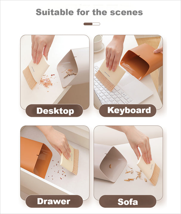 2 Pcs Grey Mini Desktop Sweeper and Trash Bin Set | Compact Desk Cleaning Brush Organizer | Small Tabletop Sweeping Dustpan for Home and Office Use