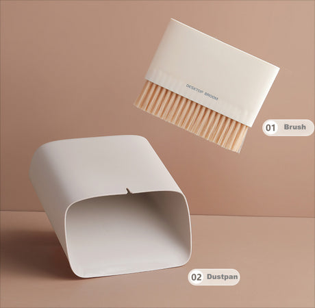 2 Pcs Orange Mini Desktop Sweeper and Trash Bin Set | Compact Desk Cleaning Brush Organizer | Small Tabletop Sweeping Dustpan for Home and Office Use