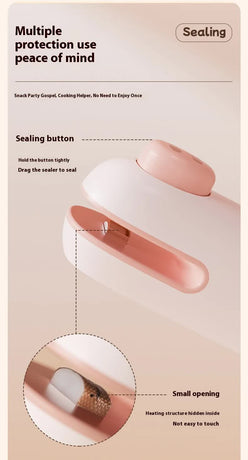 2 Pcs Light Brown Bear Mini Handheld Heat Sealing Machine for Food Bags - Compact, Portable, USB Rechargeable