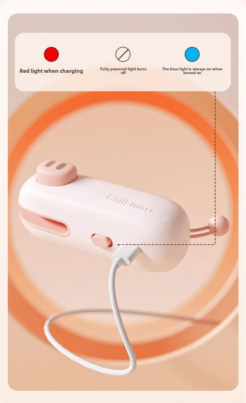 2 Pcs Light Brown Bear Mini Handheld Heat Sealing Machine for Food Bags - Compact, Portable, USB Rechargeable