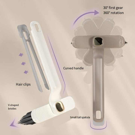 3 Pcs Purple Multi-Function Rotating Gap Cleaning Brush, 2-in-1 Hard Bristle Brush for Bathroom Tiles and Grout Lines