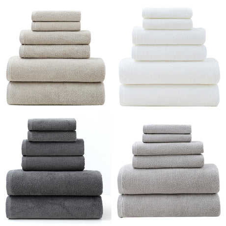 Beige Premium Cotton Towel Set - 6 Pieces, Soft & Absorbent Bath Towels for Adults