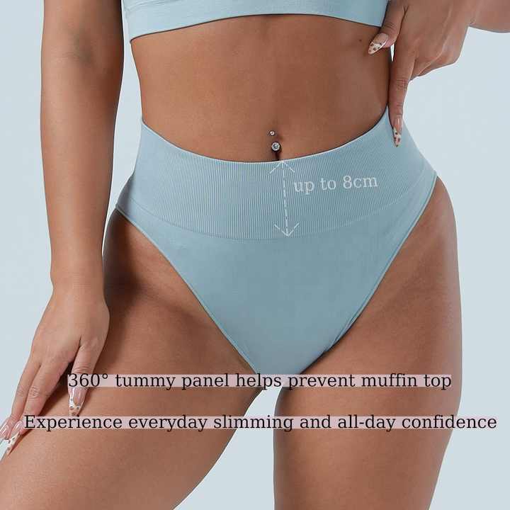 3 Pcs Size S White Microfiber High-Waisted Thong Underwear with Tummy Control – Slimming Comfort
