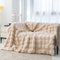 Apricot 70*100cm Plush Toscana Rabbit Hair Throw Blanket - Soft Flannel Fleece for All Seasons, Perfect for Couch & Bed