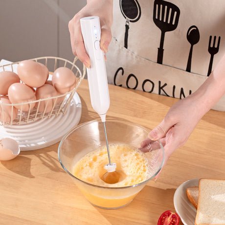 Black Electric Milk Frother Handheld - USB Rechargeable Milk Foamer with 2 Whisks - Perfect for Coffee, Lattes, Cappuccinos & More