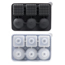 2 PCS Sphere & Square Ice Cube Tray (Black) - Novelty Silicone Ice Maker for Whiskey Cocktails
