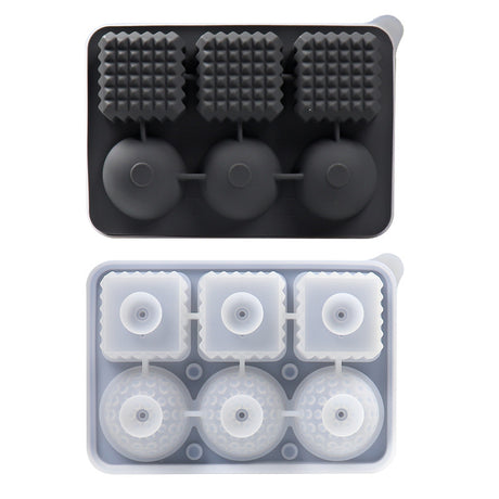 2 PCS Sphere & Square Ice Cube Tray (Black) - Novelty Silicone Ice Maker for Whiskey Cocktails
