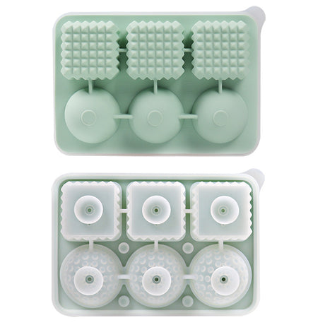 2 PCS Sphere & Square Ice Cube Tray (Green) - Novelty Silicone Ice Maker for Whiskey Cocktails