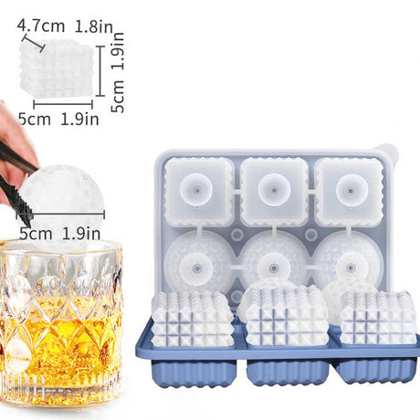 2 PCS Sphere & Square Ice Cube Tray (Green) - Novelty Silicone Ice Maker for Whiskey Cocktails