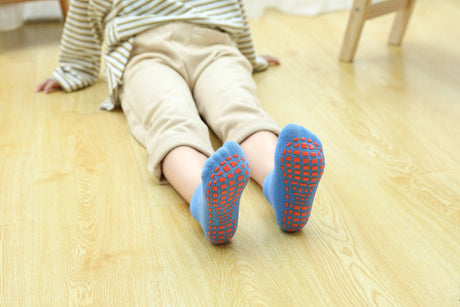 Black 6-Pairs Adult Non-Slip Trampoline Socks - Colorful Anti-Skid Floor Socks with PVC Grip Dots, 35-42EU