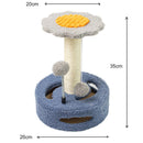 Blue Bold Flower Cat Scratching Post - Interactive Plush & Sisal Cat Toy with Teaser Balls
