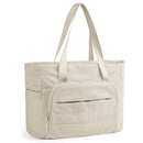 Beige Versatile Women's Gym Tote Bag with Yoga Mat Strap - 18L Carryall, Fits 15.6 Laptop, Multi-Pocket Organizer