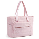 Pink Versatile Women's Gym Tote Bag with Yoga Mat Strap - 18L Carryall, Fits 15.6 Laptop, Multi-Pocket Organizer