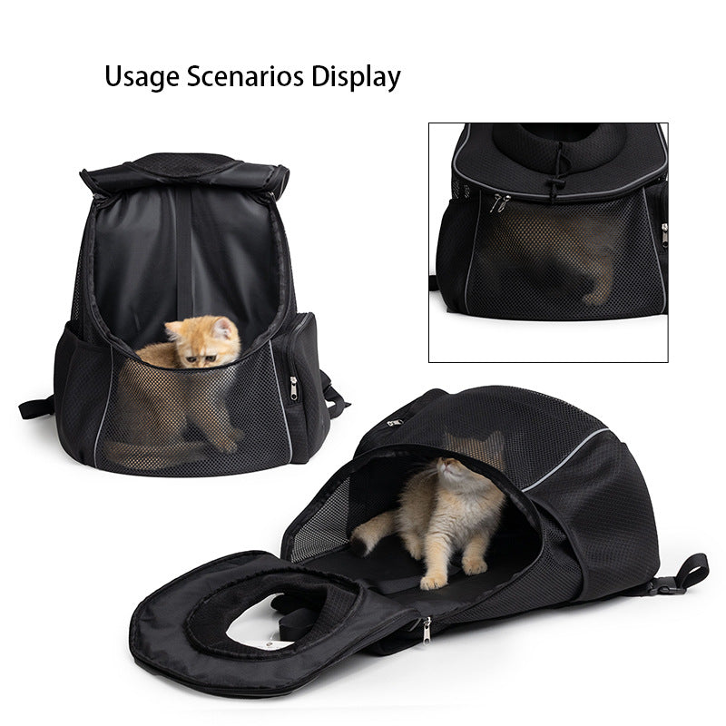 Black Breathable Mesh Pet Carrier Backpack - Head-Out Design for Small Dogs & Cats, Ventilated Travel Hiking Carrier Bag with Front Entry & Pockets