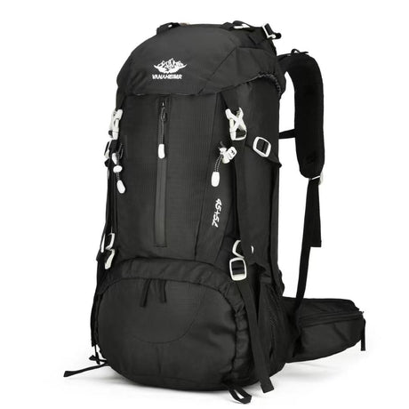 Black 36-55L Outdoor Hiking Backpack - Durable Water Resistant Travel Bag for Trekking, Camping, and Adventure