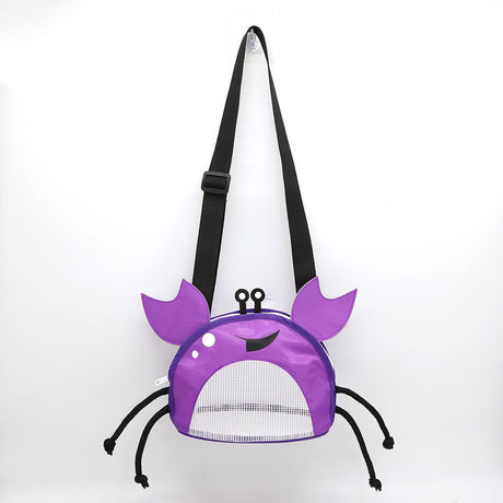 3 PCS Purple Cute Crab Mesh Beach Bag for Kids - Shell Collecting Sand Toy Bag for Toddlers