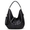 Black Distressed Faux Leather Hobo Bag - Large Capacity Shoulder Bag for Women