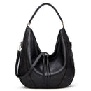 Black Mother and Child Bag Two Piece Set Distressed Faux Leather Hobo Bag - Large Capacity Shoulder Bag for Women