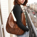 Black Mother and Child Bag Two Piece Set Distressed Faux Leather Hobo Bag - Large Capacity Shoulder Bag for Women