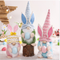 Blue Fat Doll Easter Gnome Doll - Knitted Fabric with Egg and Bunny Ears Decor