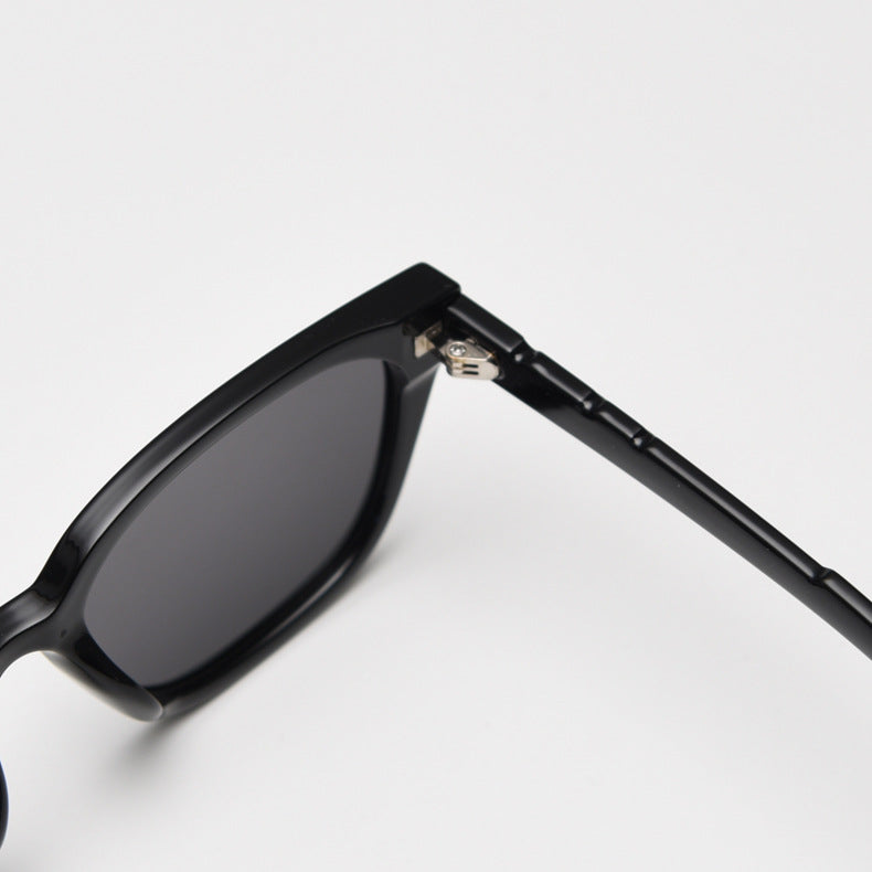 Transparent Gray All Gray Retro Small Frame Sunglasses - Black - UV Protection