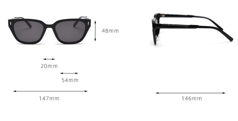 Bright Black Whole Tea Retro Small Frame Sunglasses - Black - UV Protection