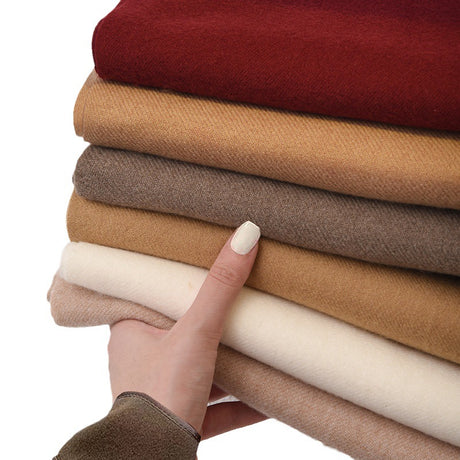 Beige 2 PCS Skin Red Solid Color Scarf Shawl with Tassels - Warm Korean Style Wrap (180cm x 70cm)