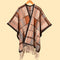 Barbara Orange Elegant Autumn Winter Shawl - Artistic Split-Design Knit Cloak with Oil Painting Style